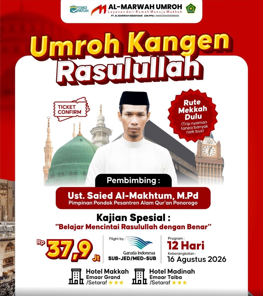 Umroh Kangen Rasulullah Agustus 2026 Pacitan